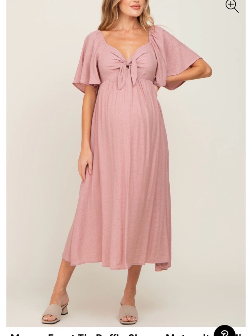 Tie-Front Flutter Sleeve Midi Dress in Mauve Pink from Pink Blush